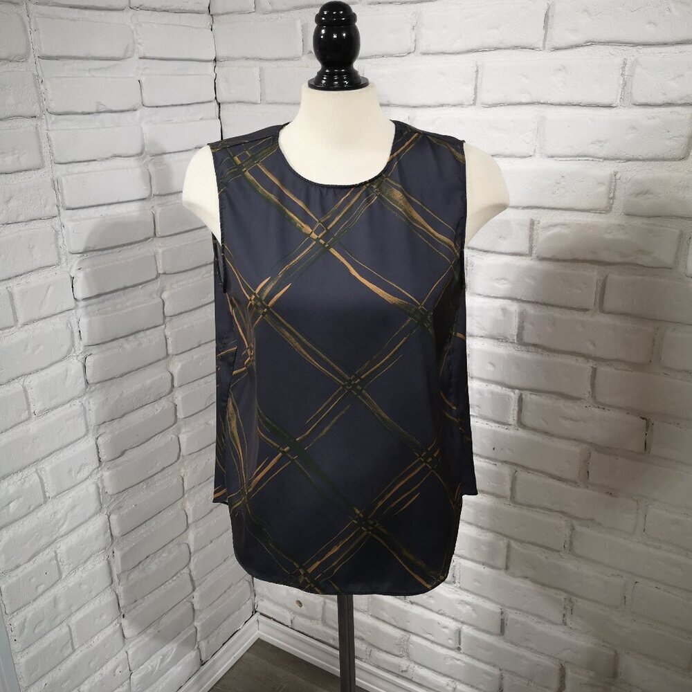 Banana Republic Ladies Size Large Dark Grey & Tan Sleeveless Tank Top